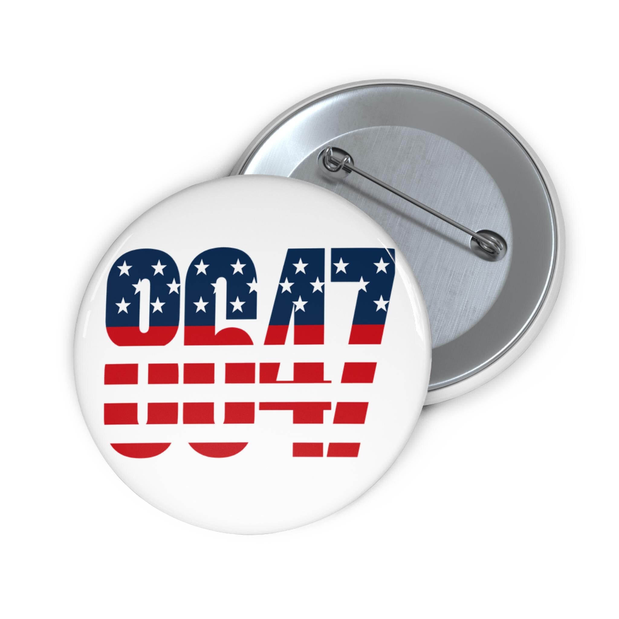 8647 American Flag Patriotic Protest Pinback Button