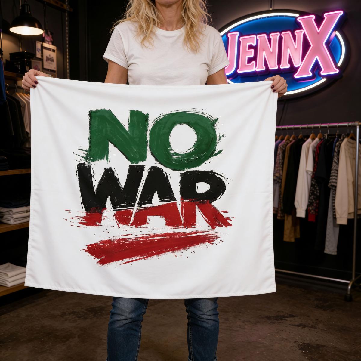 No War painted slogan Indoor flag Wall Tapestry | anti-war protest artwork