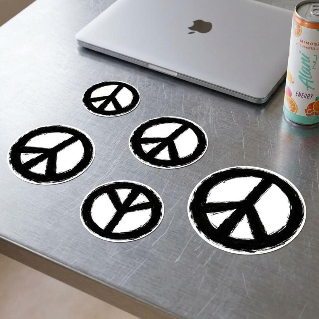 Peace Symbol Round Vinyl Sticker Hand-Painted
