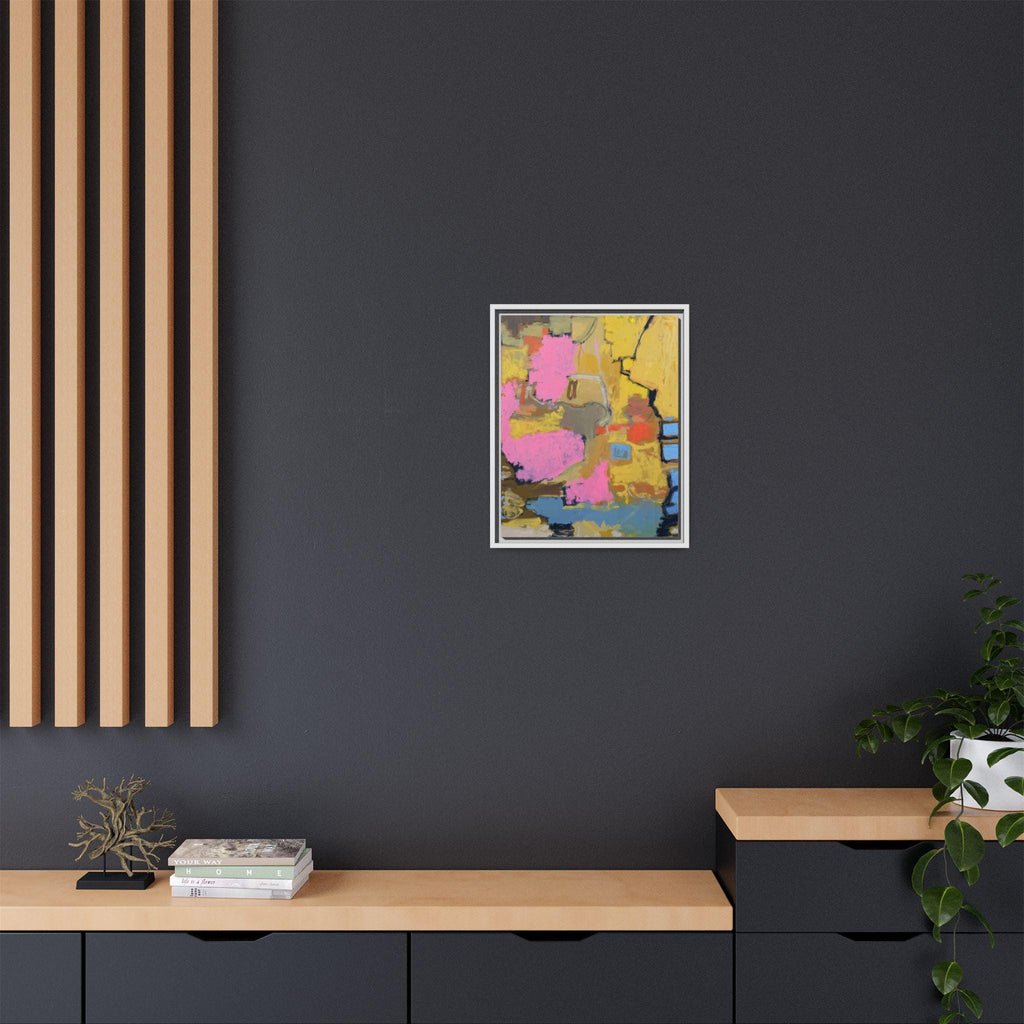 Abstract Canvas Print, Pink Blue Yellow, Framed Wall Art, Modern Home Decor