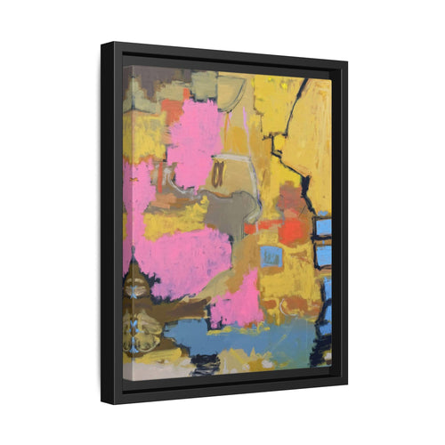 Abstract Canvas Print, Pink Blue Yellow, Framed Wall Art, Modern Home Decor