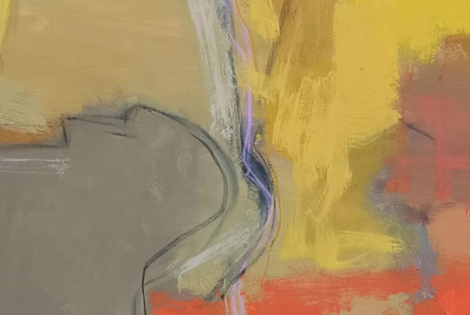 Abstract Canvas Print, Pink Blue Yellow, Framed Wall Art, Modern Home Decor