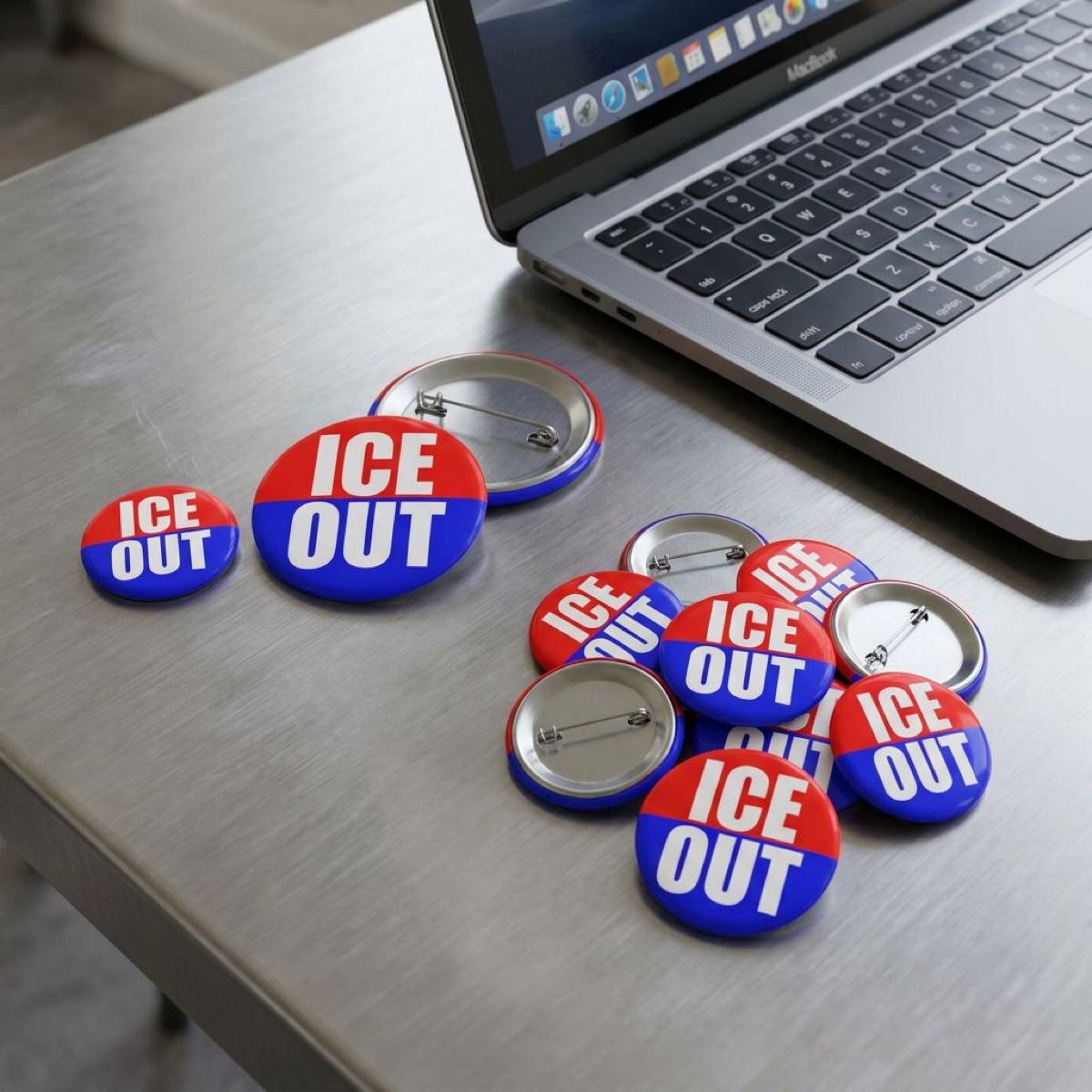 ICE OUT pin I Anti Trump Gustapo button