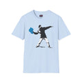 Blue Paint Chip Thrower T-Shirt | Street Art Protest Stencil