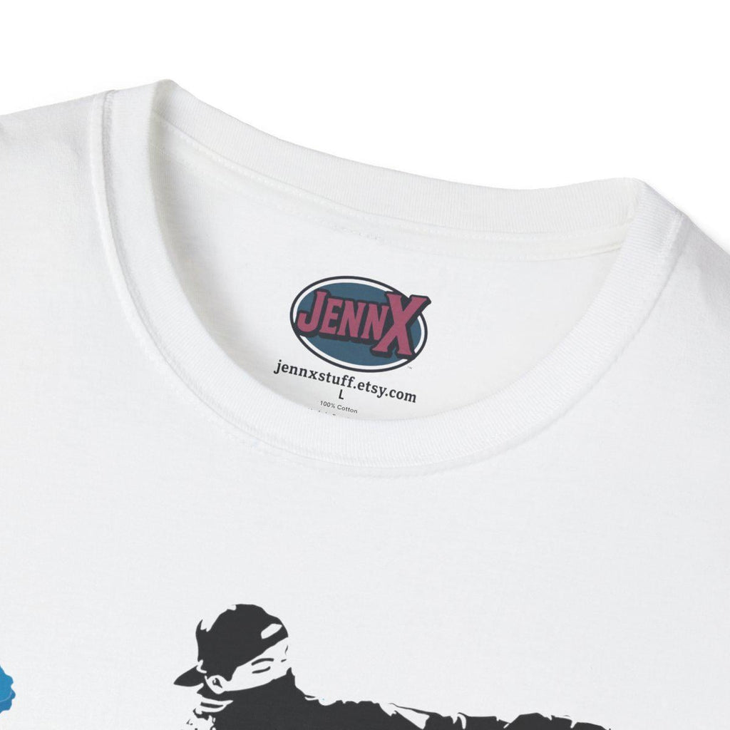 Blue Paint Chip Thrower T-Shirt | Street Art Protest Stencil