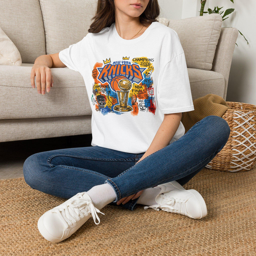 New York Knicks Champions 2026 T-Shirt | Basquiat street art influence