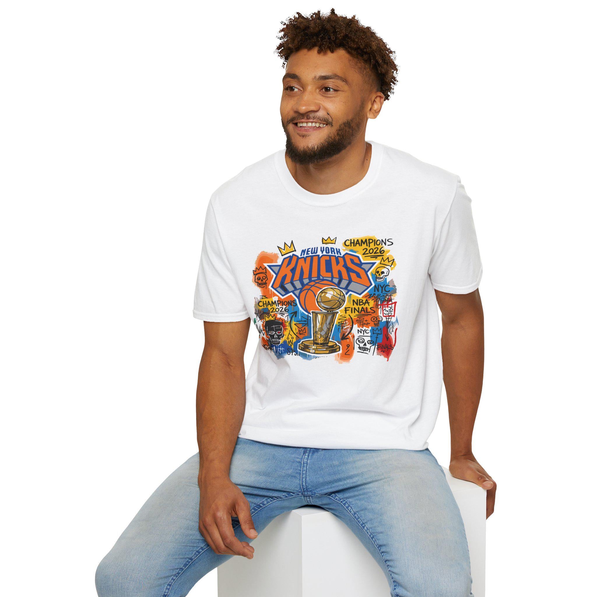 New York Knicks Champions 2026 T-Shirt | Basquiat street art influence