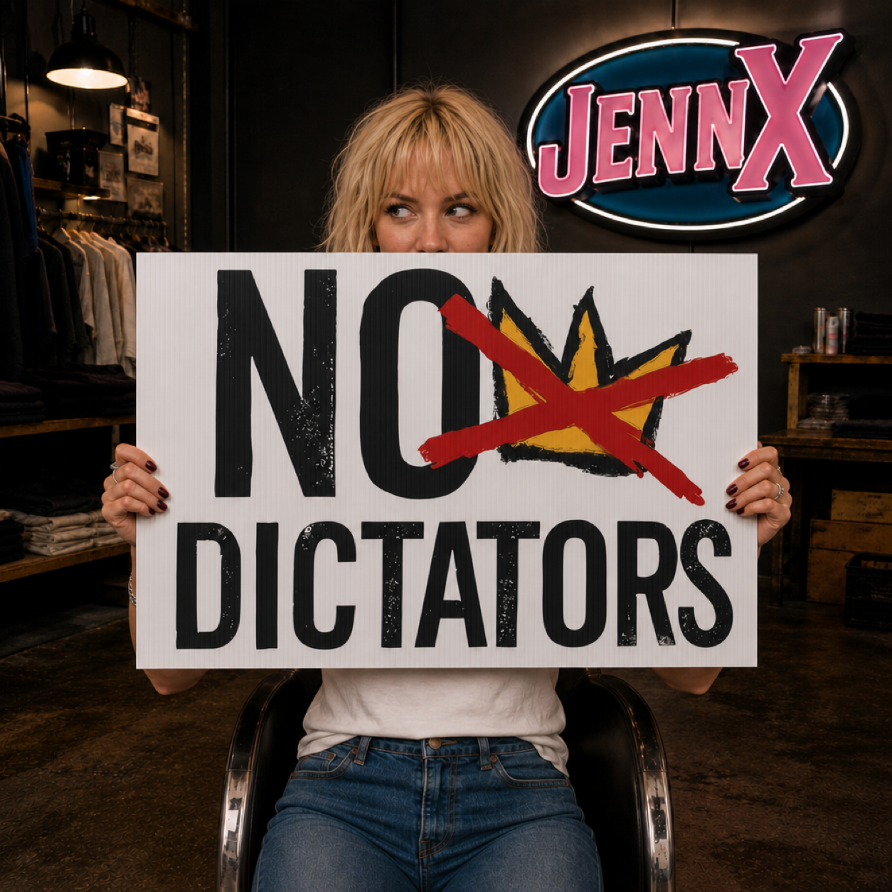 No Dictators Plastic Yard Sign | Light No Kings Protest Sign